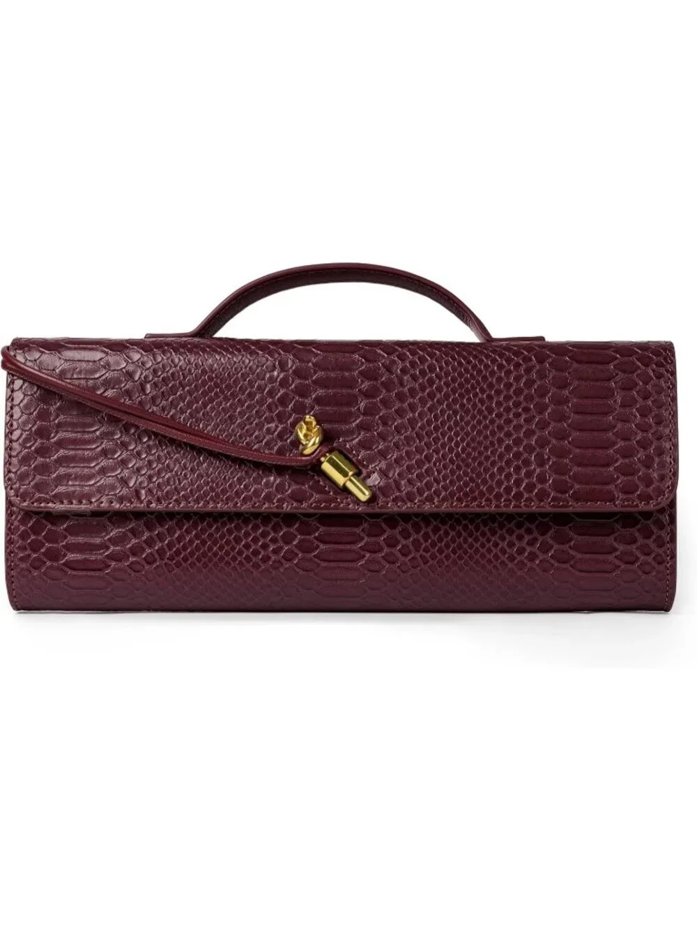 Womens Wine Croco Leather Suede Clutch Purse Evening Crossbody Handbag